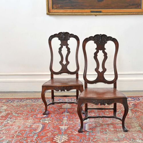 PAIR 18TH CENTURY PORTUGUESE TALLBACK ROSEWOOD SIDE CHAIRS - ADDITIONAL PHOTO 4
