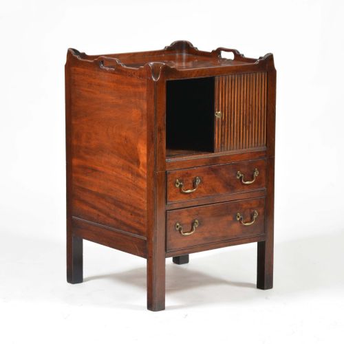 GEORGIAN MAHOGANY TRAYTOP COMMODE BEDSIDE CABINET - ADDITIONAL PHOTO 2