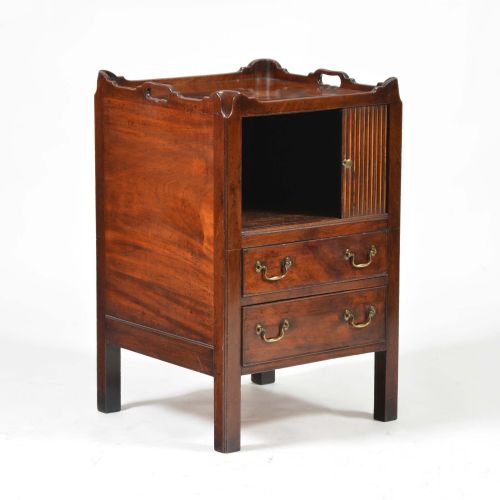 GEORGIAN MAHOGANY TRAYTOP COMMODE BEDSIDE CABINET - ADDITIONAL PHOTO 4