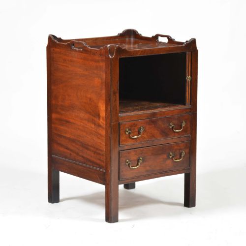 GEORGIAN MAHOGANY TRAYTOP COMMODE BEDSIDE CABINET - ADDITIONAL PHOTO 5