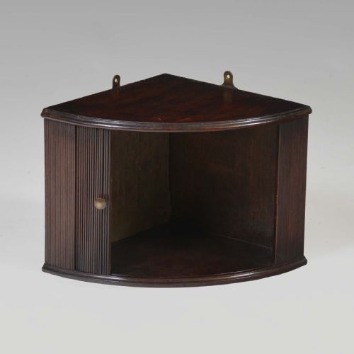 GEORGIAN MAHOGANY TAMBOUR FRONTED HANGING CORNER CUPBOARD - ADDITIONAL PHOTO 5