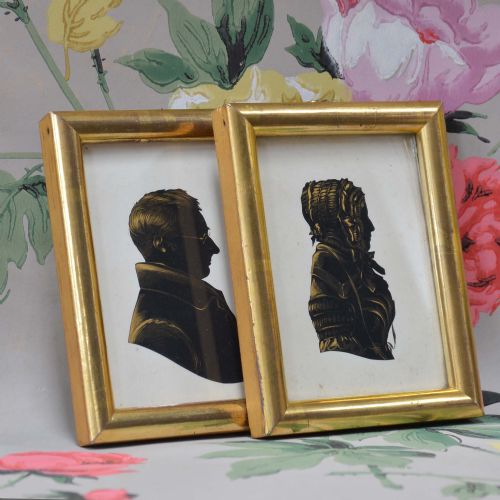 PAIR OF 19TH CENTURY HAND CUT PAPER PORTRAIT SILHOUETTES - ADDITIONAL PHOTO 1