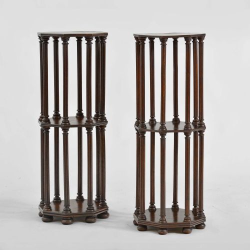 A MATCHED PAIR OF REGENCY OCTAGONAL OAK WHATNOT OR ETAGERE - ADDITIONAL PHOTO 2