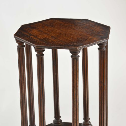 A MATCHED PAIR OF REGENCY OCTAGONAL OAK WHATNOT OR ETAGERE - ADDITIONAL PHOTO 3