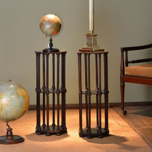 A MATCHED PAIR OF REGENCY OCTAGONAL OAK WHATNOT OR ETAGERE - ADDITIONAL PHOTO 1