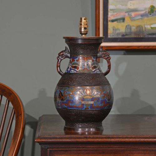 nineteenth century oriental bronze lamp - CATEGORY: ANTIQUE LIGHTING - DATED 19TH CENTURY