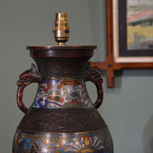 NINETEENTH CENTURY ORIENTAL BRONZE LAMP - ADDITIONAL PHOTO 2