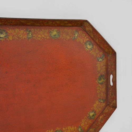 GEORGIAN OCTAGONAL SCARLET PAPIER MACH TRAY - ADDITIONAL PHOTO 3