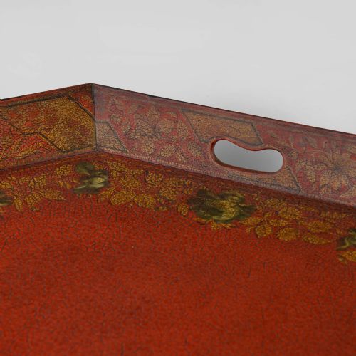 GEORGIAN OCTAGONAL SCARLET PAPIER MACH TRAY - ADDITIONAL PHOTO 7