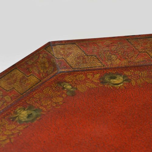 GEORGIAN OCTAGONAL SCARLET PAPIER MACH TRAY - ADDITIONAL PHOTO 8