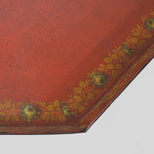 GEORGIAN OCTAGONAL SCARLET PAPIER MACH TRAY - ADDITIONAL PHOTO 10