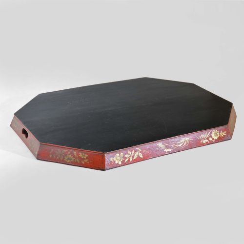 GEORGIAN OCTAGONAL SCARLET PAPIER MACH TRAY - ADDITIONAL PHOTO 12