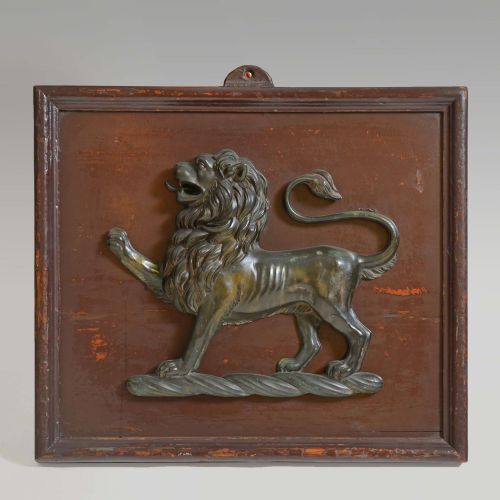 Pair Heraldic Bronze Crest of Lion Passant, Clan Stirling of Glorat