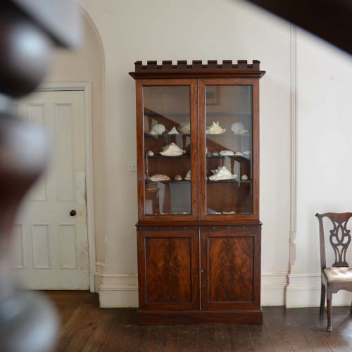 GLAZED BOOKCASE WITH CRENELATED CORNICE BY JAMES WINTER SONS