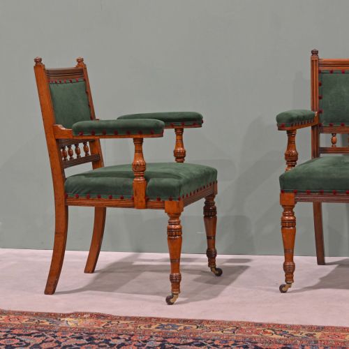 SCOTTISH 19TH CENTURY WALNUT ARMCHAIRS BY J T SCOTT EDINBURGH - ADDITIONAL PHOTO 1