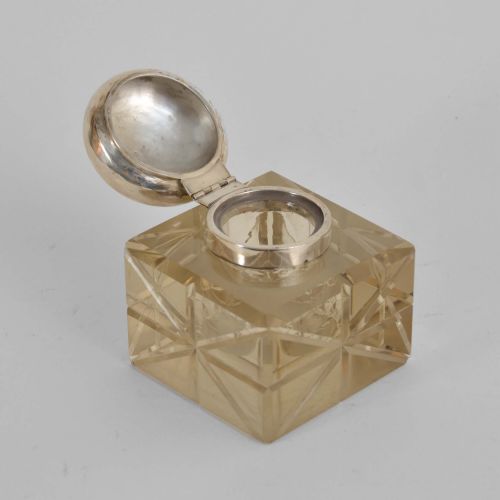 A VICTORIAN SILVERMOUNTED GLASS INKWELL - ADDITIONAL PHOTO 2
