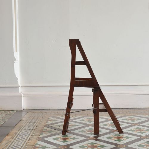 OAK GOTHIC AESTHETIC MOVEMENT LIBRARY CHAIR STEPS - ADDITIONAL PHOTO 4
