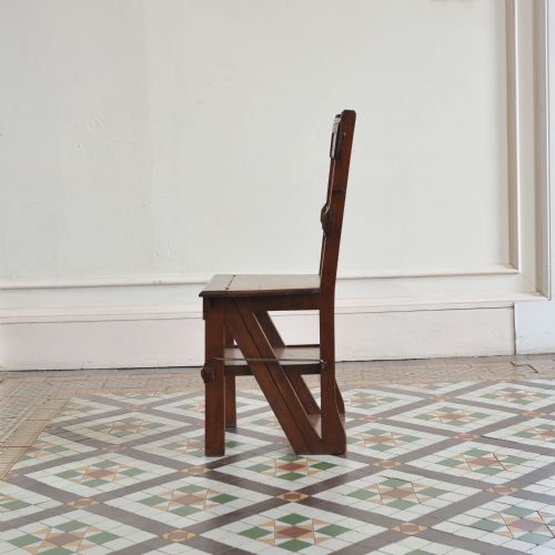 OAK GOTHIC AESTHETIC MOVEMENT LIBRARY CHAIR STEPS - ADDITIONAL PHOTO 5