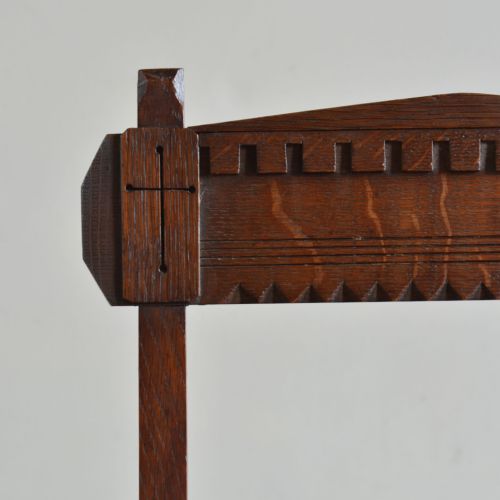 OAK GOTHIC AESTHETIC MOVEMENT LIBRARY CHAIR STEPS - ADDITIONAL PHOTO 9