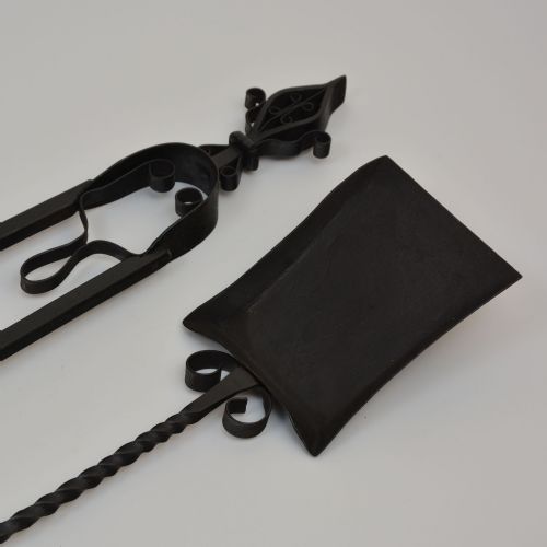 LARGE PAIR OF WROUGHT IRON FIRE IRONS - ADDITIONAL PHOTO 2