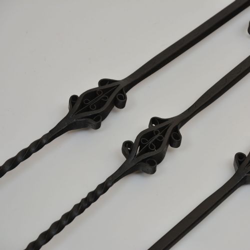 LARGE PAIR OF WROUGHT IRON FIRE IRONS - ADDITIONAL PHOTO 3
