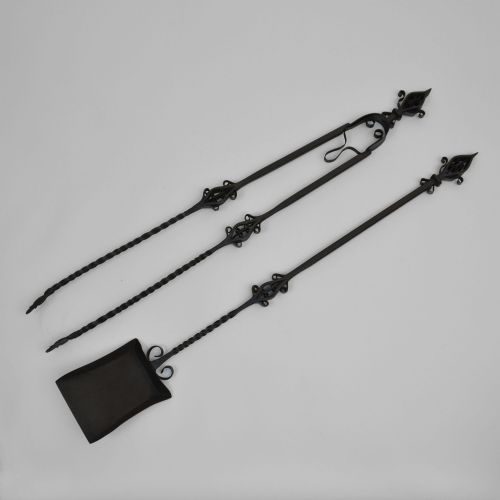 LARGE PAIR OF WROUGHT IRON FIRE IRONS - ADDITIONAL PHOTO 4