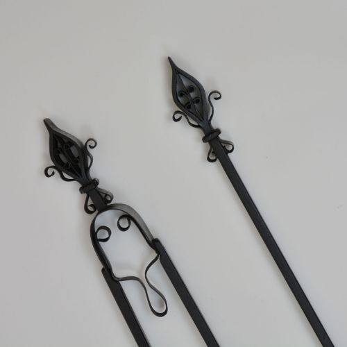 LARGE PAIR OF WROUGHT IRON FIRE IRONS - ADDITIONAL PHOTO 5