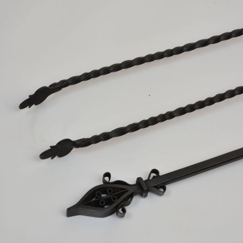 LARGE PAIR OF WROUGHT IRON FIRE IRONS - ADDITIONAL PHOTO 6