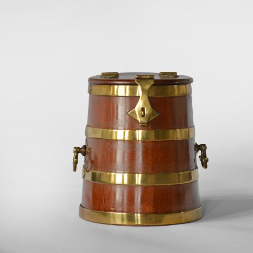 MINIATURE GEORGIAN BRASS BOUND COOPERED NAVAL RUM BARREL - ADDITIONAL PHOTO 5