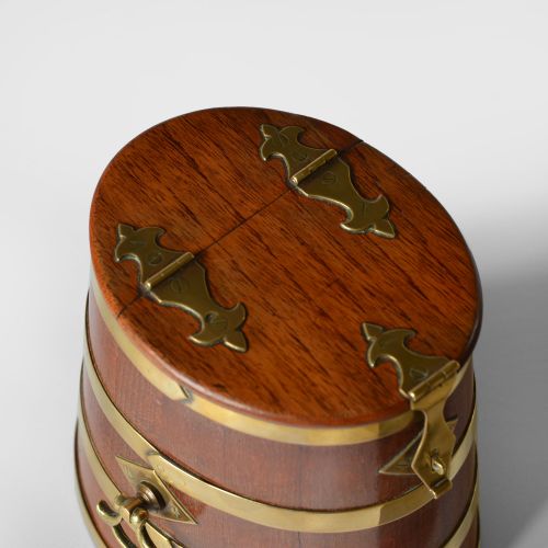 MINIATURE GEORGIAN BRASS BOUND COOPERED NAVAL RUM BARREL - ADDITIONAL PHOTO 1