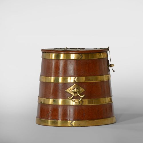 MINIATURE GEORGIAN BRASS BOUND COOPERED NAVAL RUM BARREL - ADDITIONAL PHOTO 4