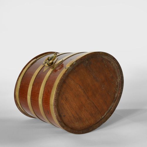 MINIATURE GEORGIAN BRASS BOUND COOPERED NAVAL RUM BARREL - ADDITIONAL PHOTO 7