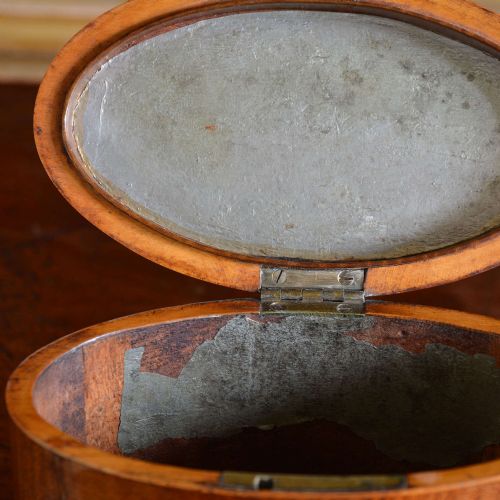 SHERATON OVAL HAREWOOD TEA CADDY - ADDITIONAL PHOTO 5