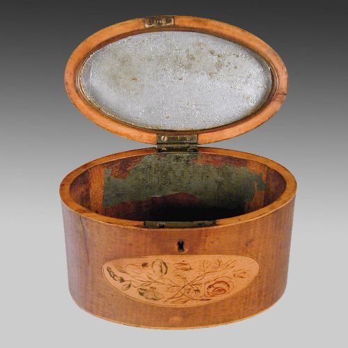 SHERATON OVAL HAREWOOD TEA CADDY - ADDITIONAL PHOTO 9