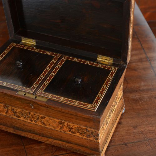 HEVER CASTLE TUNBRIDGE WARE ROSEWOOD TEA CADDY BY HENRY HOLLAMBY - ADDITIONAL PHOTO 4