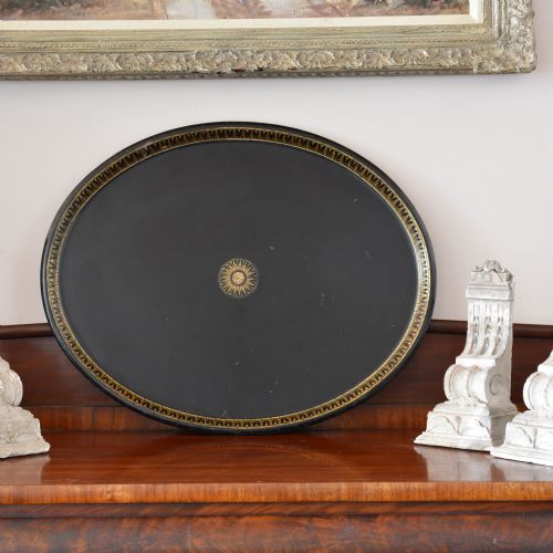 A 19TH CENTURY REGENCY OVAL TOLEWARE TRAY