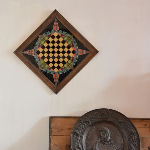 SCOTTISH REVERSE GLASS PAINTED GAMES BOARD