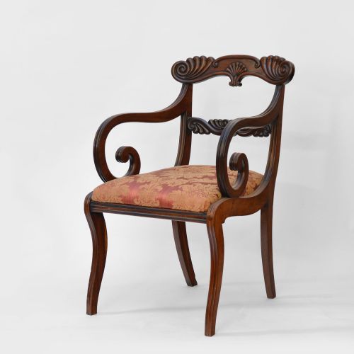 REGENCY MAHOGANY SABRE LEG ARMCHAIR