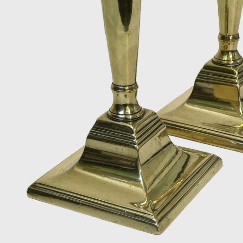 PAIR GEORGIAN NEOCLASSICAL BRASS CANDLESTICKS BY J MILLER - ADDITIONAL PHOTO 4