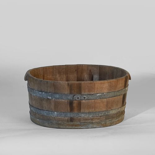19TH CENTURY BUTLER'S COOPERED WASHING TUB OR OYSTER BUCKET