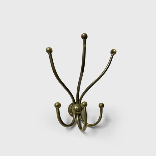 EARLY 20TH CENTURY CAST BRASS HAT AND COAT HOOKS