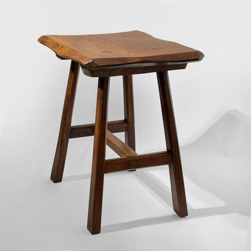 SMALL RUSTIC ELM TABLE OR STOOL - ADDITIONAL PHOTO 2