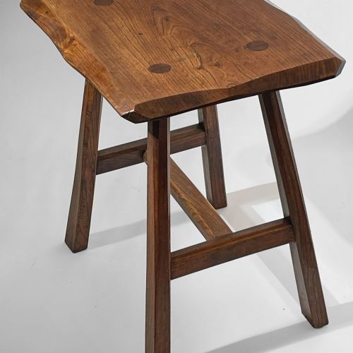 SMALL RUSTIC ELM TABLE OR STOOL - ADDITIONAL PHOTO 3