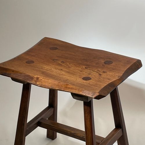 SMALL RUSTIC ELM TABLE OR STOOL - ADDITIONAL PHOTO 4