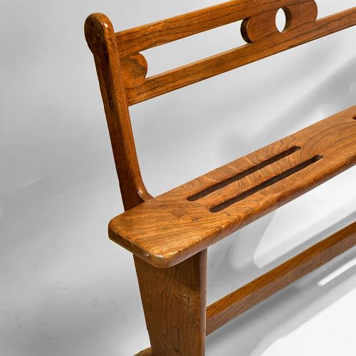 GEORGIAN FOLK ART CHILDS ELM BENCH - ADDITIONAL PHOTO 2