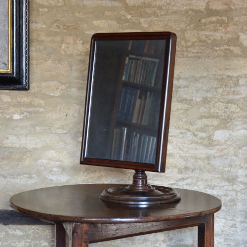 17th Century Walnut and Boxwood Shaving Mirror Glass