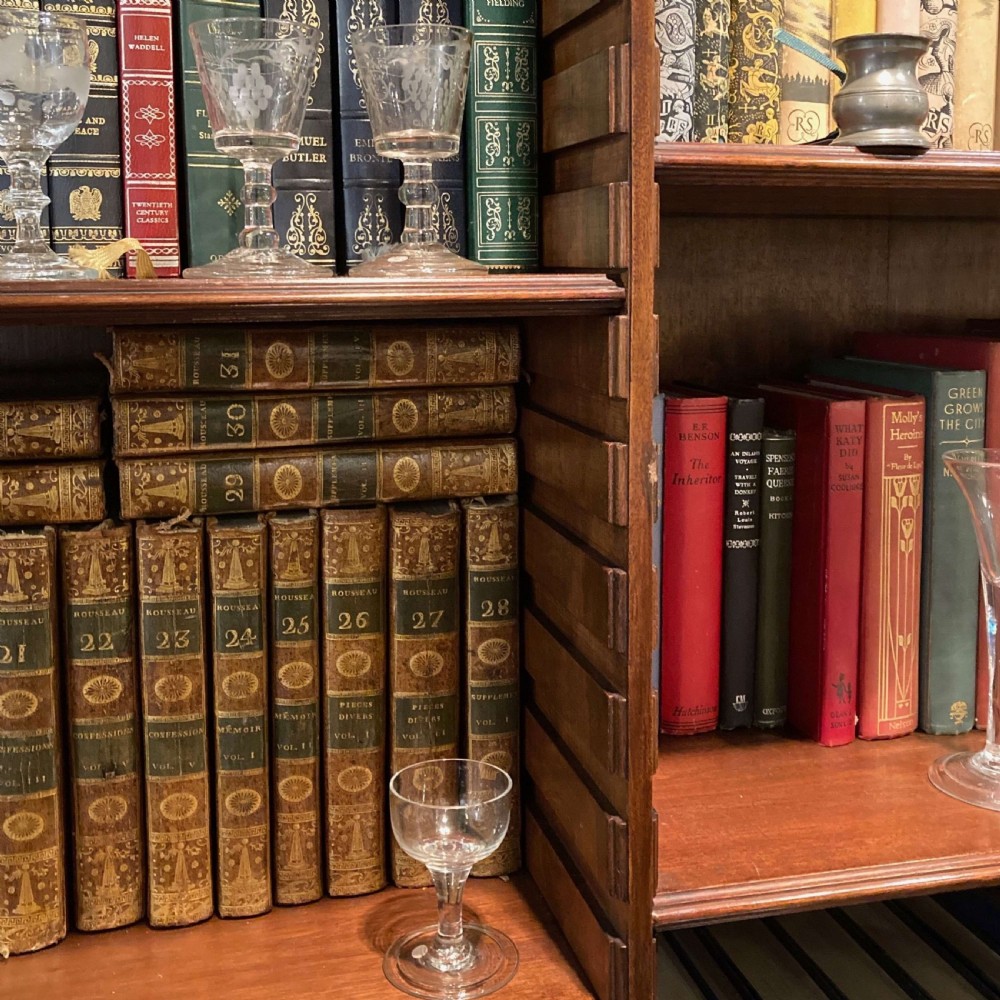 A tall Georgian mahogany bookcase with two astragal glazed upper doors and a panelled twin-door base. View VII