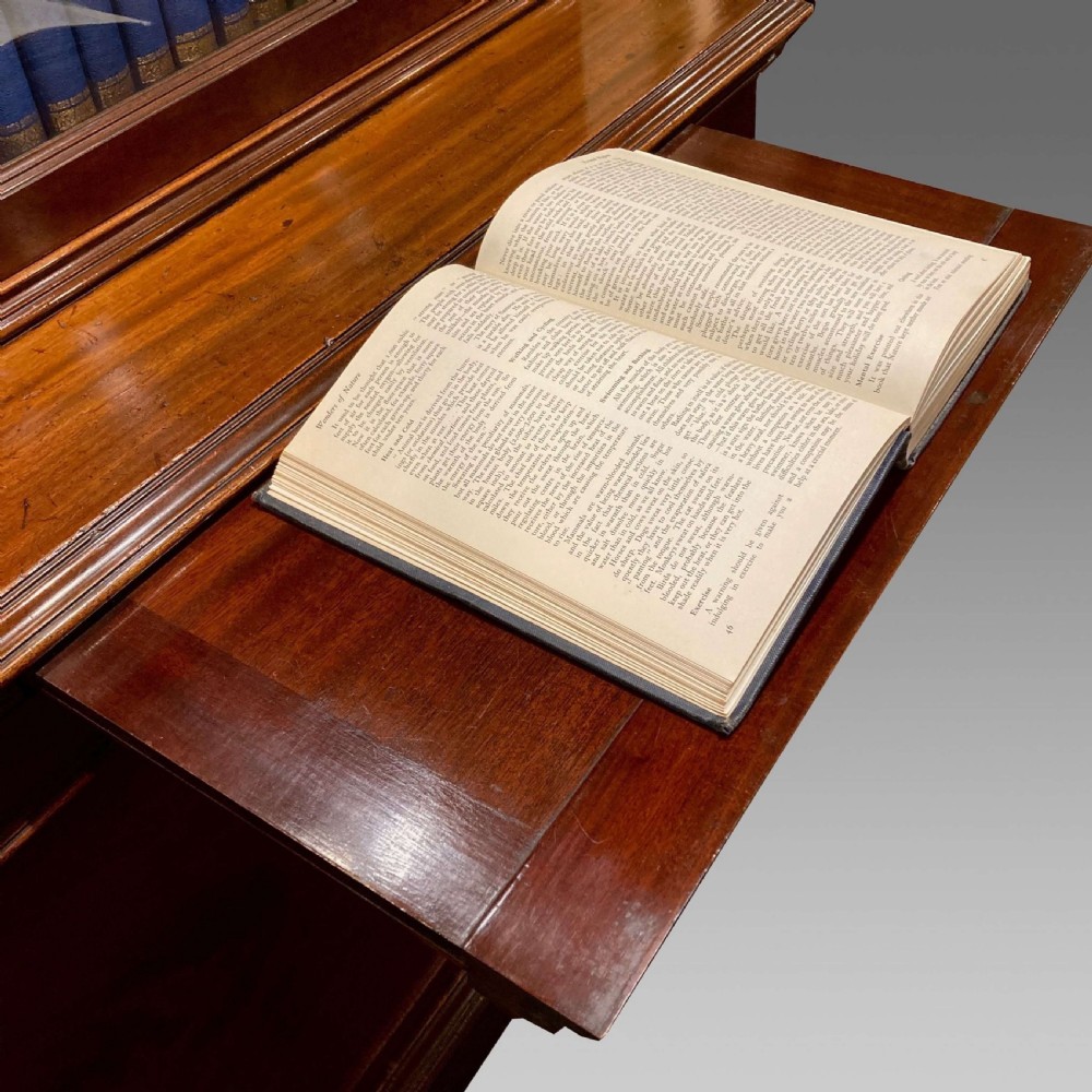 A tall Georgian mahogany bookcase with two astragal glazed upper doors and a panelled twin-door base. View XI