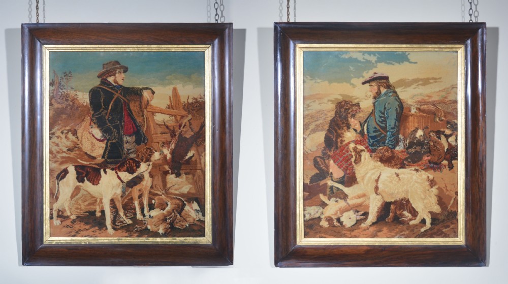 Richard Ansdell John Crossley A Pair of Carpet Mosaic Pictures