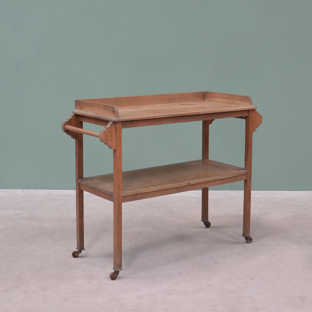Early 20th century oak serving trolley